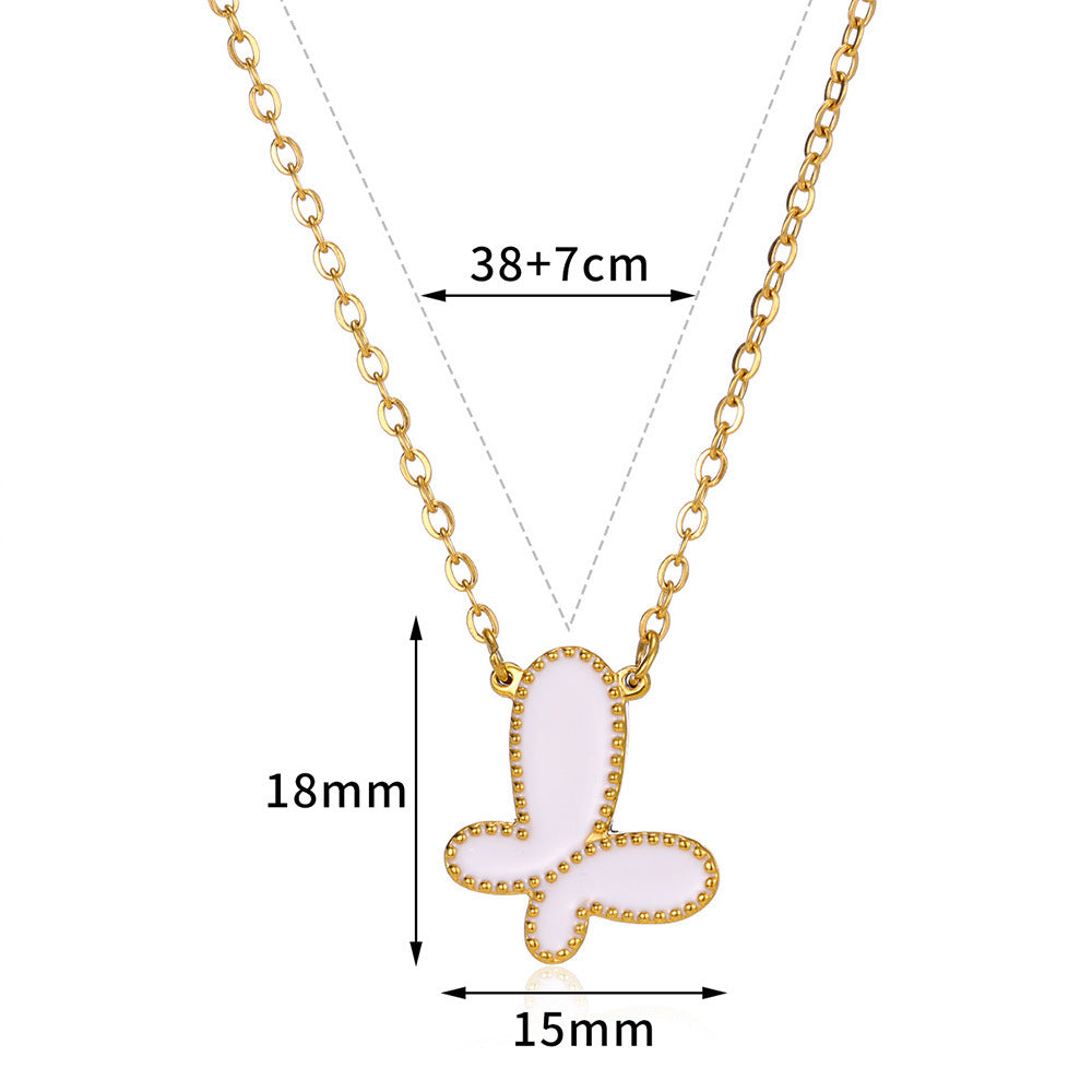 Wholesale Butterfly Black Mother-of-Pearl Necklace Clavicle Chain 18k Gold Pendant