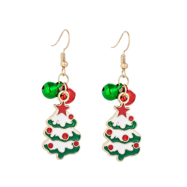 Wholesale Christmas Series Fashion Alloy Christmas Tree Old Man Bell Elk Candy Cane Earrings