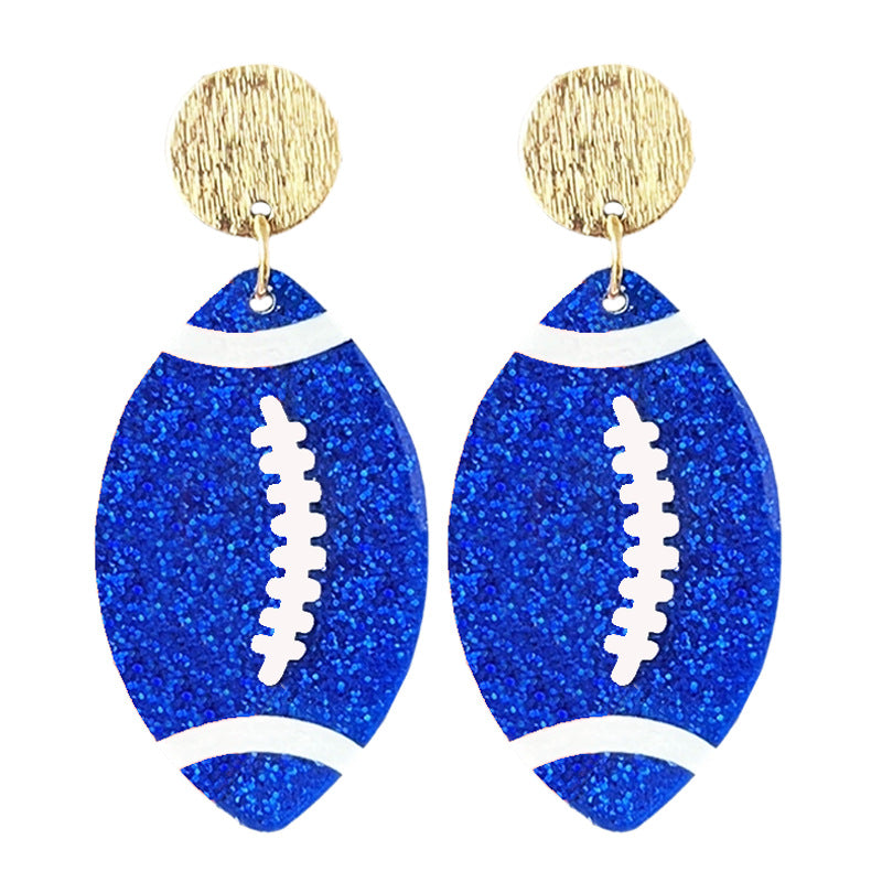Wholesale Rugby football color-blocking shiny acrylic earrings