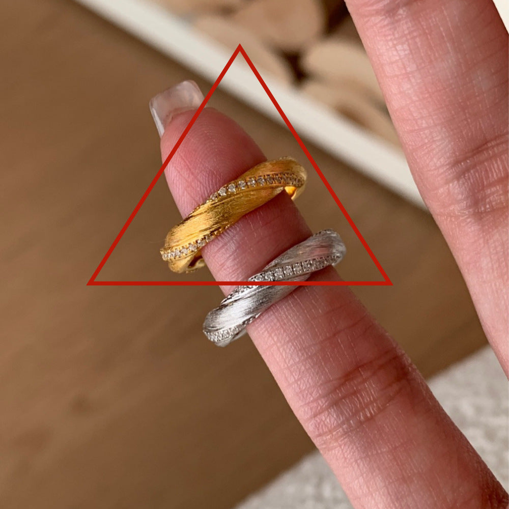 Wholesale Middle Ages Brushed 925 Sterling Silver Light Luxury High-end Gold Rings