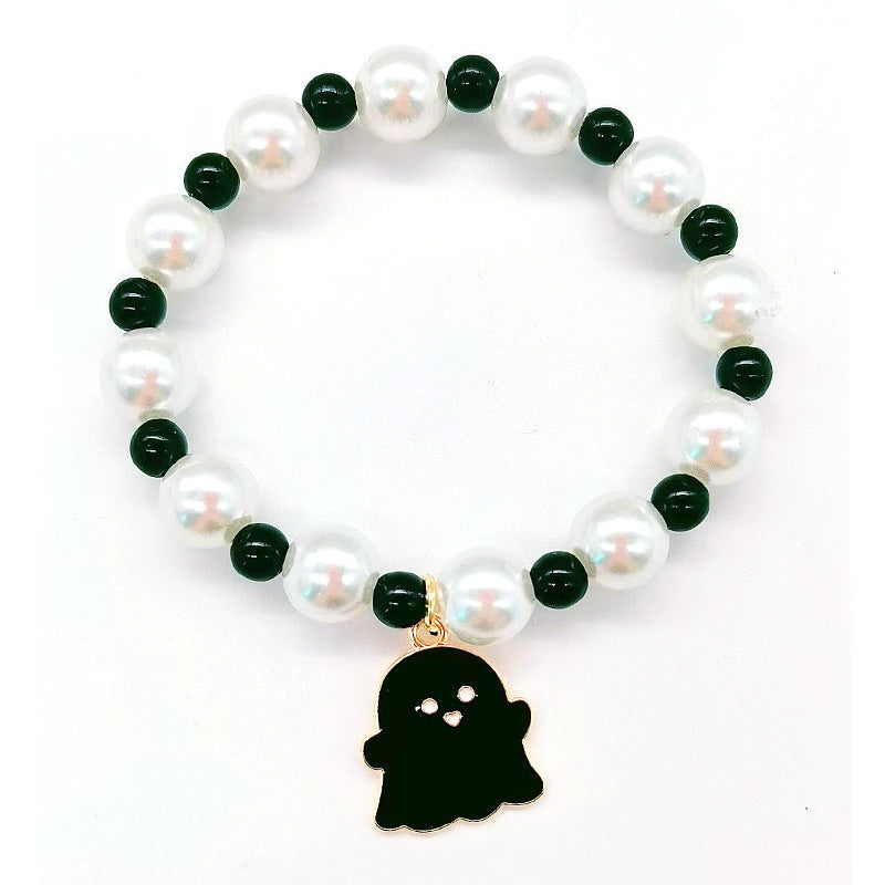 Wholesale New Halloween Handmade Beaded Hand Decorated Pumpkin Alloy Bracelet