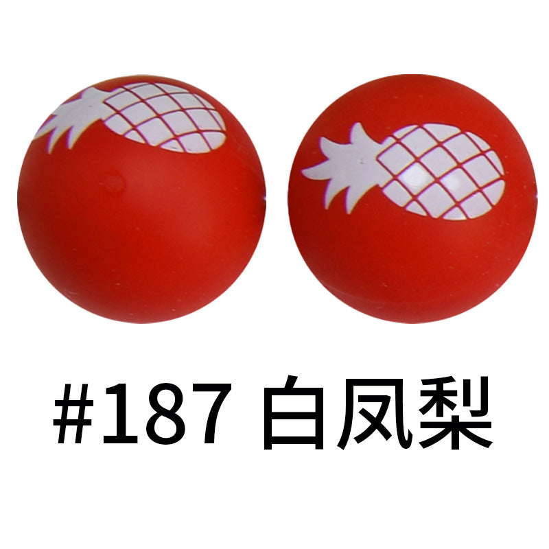 Wholesale 50pcs 16mm Print Silicone Beads Colorful Silicone Water Transfer Beads