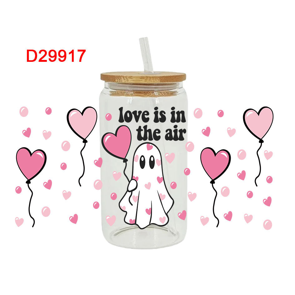 Wholesale Pink Love Ghost Valentine's Day 16oz Cup UV DTF Wraps