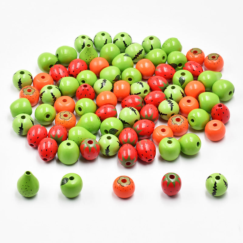Wholesale 10pcs Colorful fruits with spaced beads Wood Beads