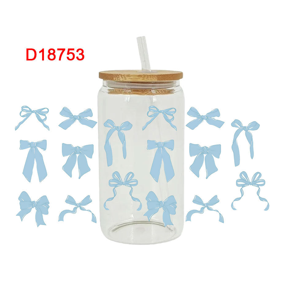 Wholesale pink bow 16oz Cup UV DTF Wraps