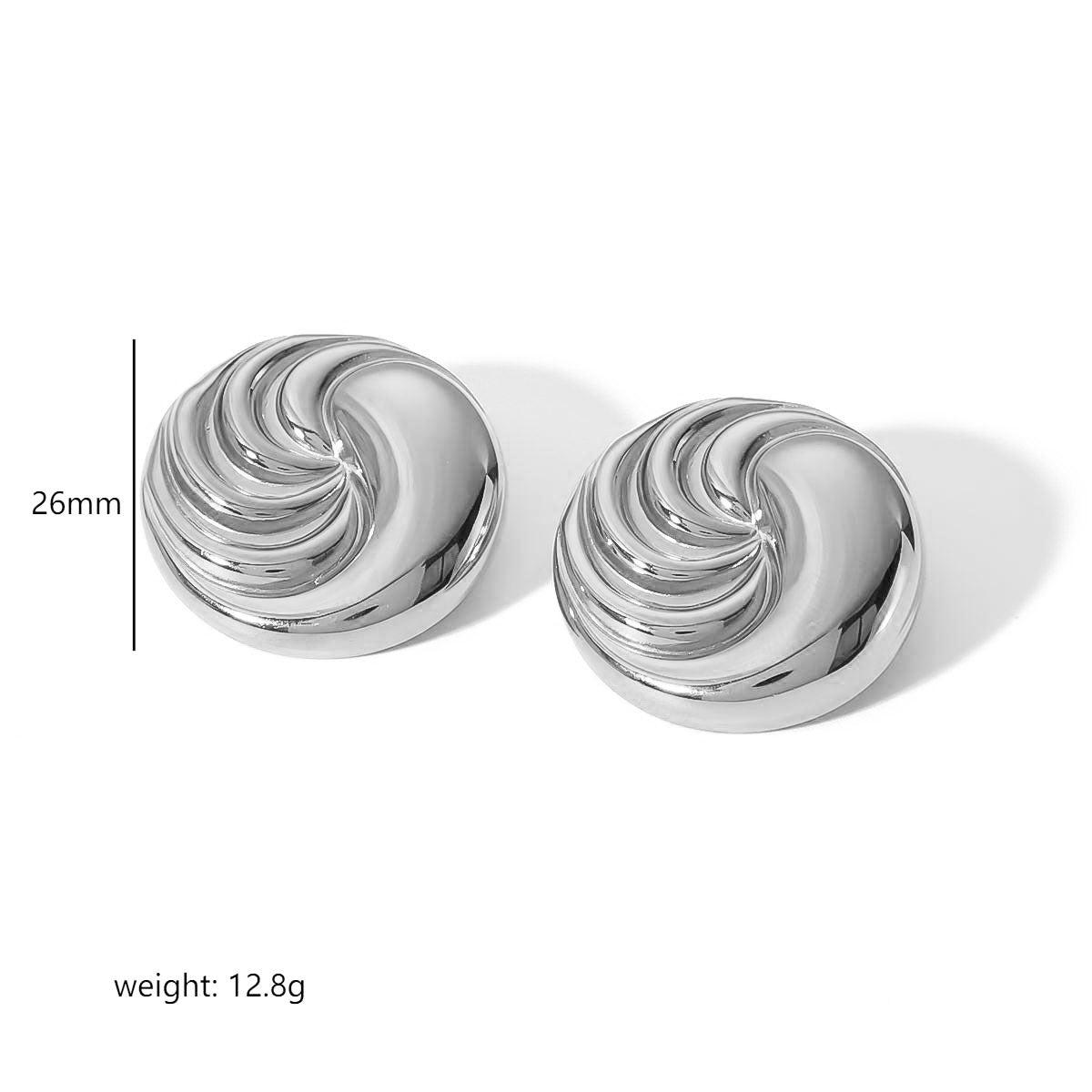 Wholesale 2pcs Round 18k Gold Swirl Pattern Stainless Steel Earrings