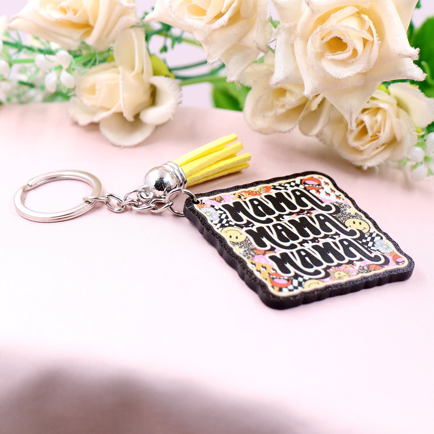 Wholesale Mama Mother's Day Acrylic Cow Love Keychain