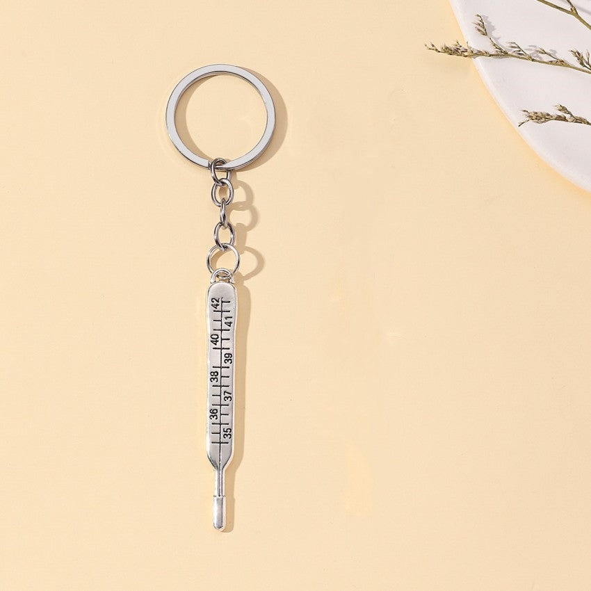 Wholesale Metal Simulation Syringe Thermometer Keychain
