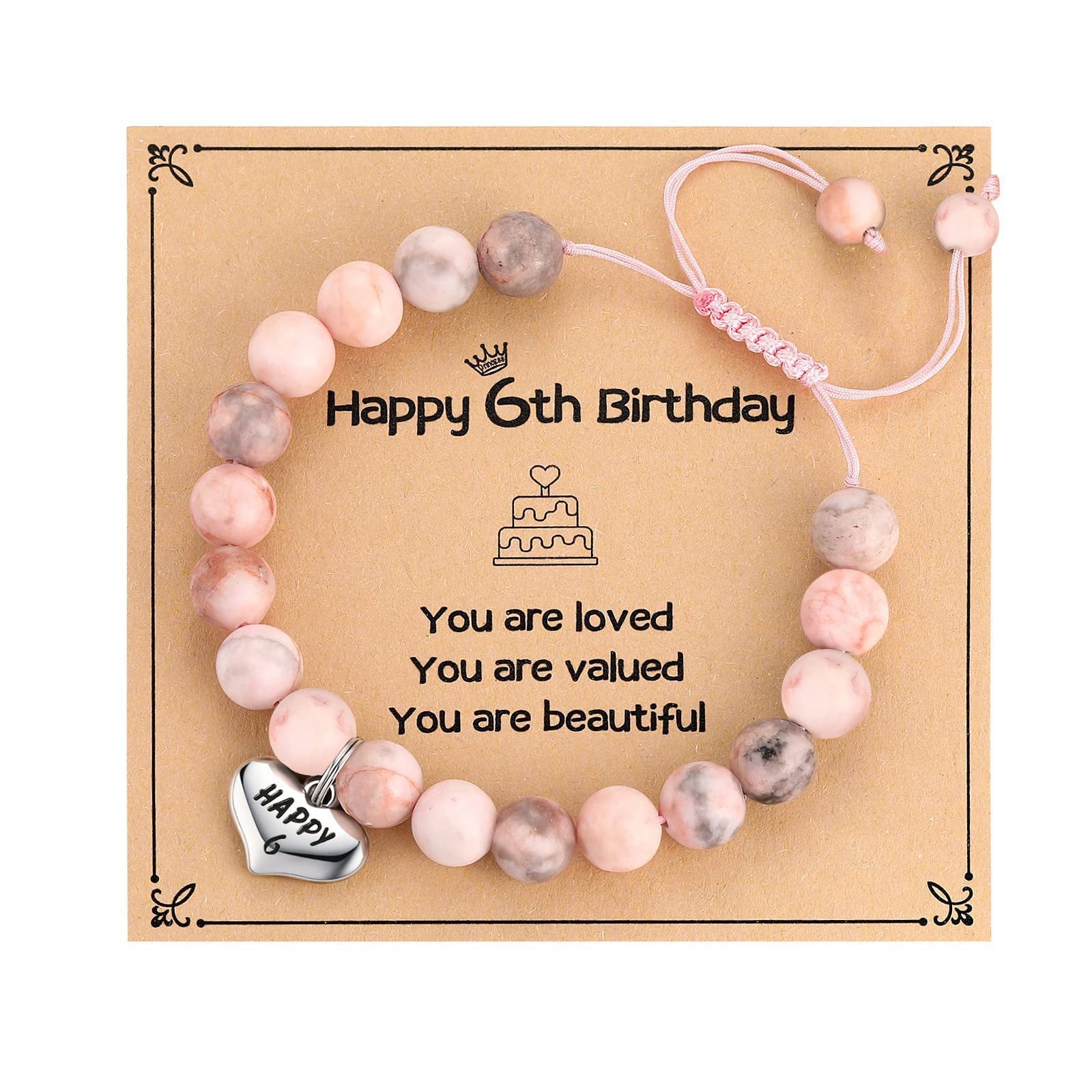 Wholesale Pink Spot Careless Eye Peach Heart Butterfly Natural Stone Bracelet