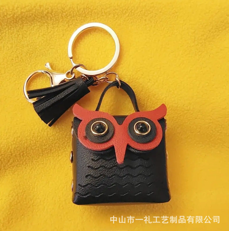 Wholesale 5pcs Leather Owl Cute Cartoon Coin Purse Keychain