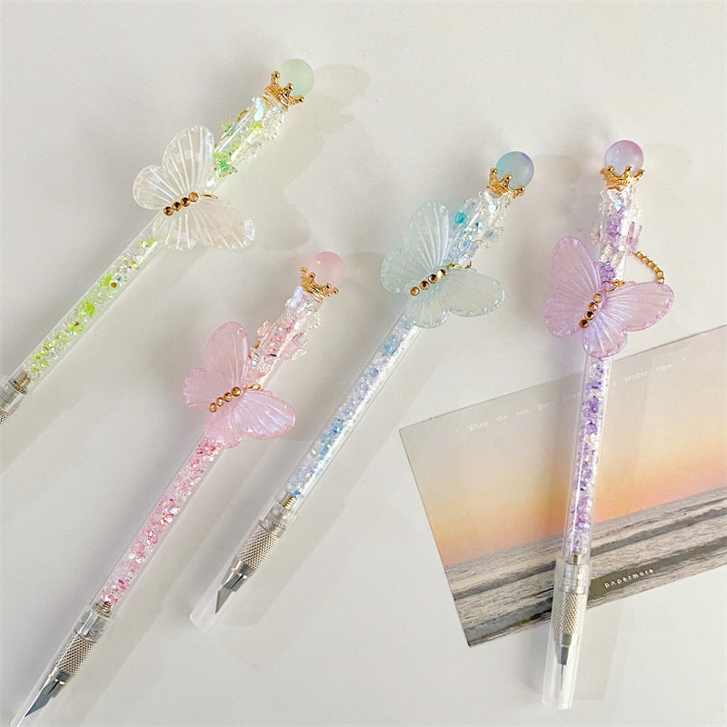 Wholesale Crystal Ball Butterfly Broken Diamond Replaceable Blade Utility Knife