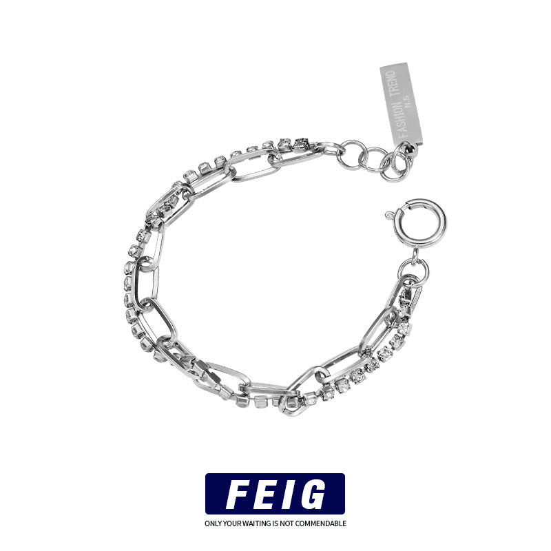 Wholesale Titanium Steel Non-fading Double Layer Diamond Bracelet