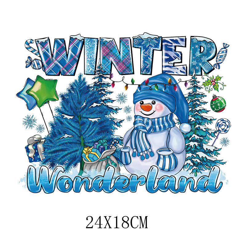 Wholesale Christmas snowman cartoon heat transfer  UV DTF Ready to Press Transfers Wraps