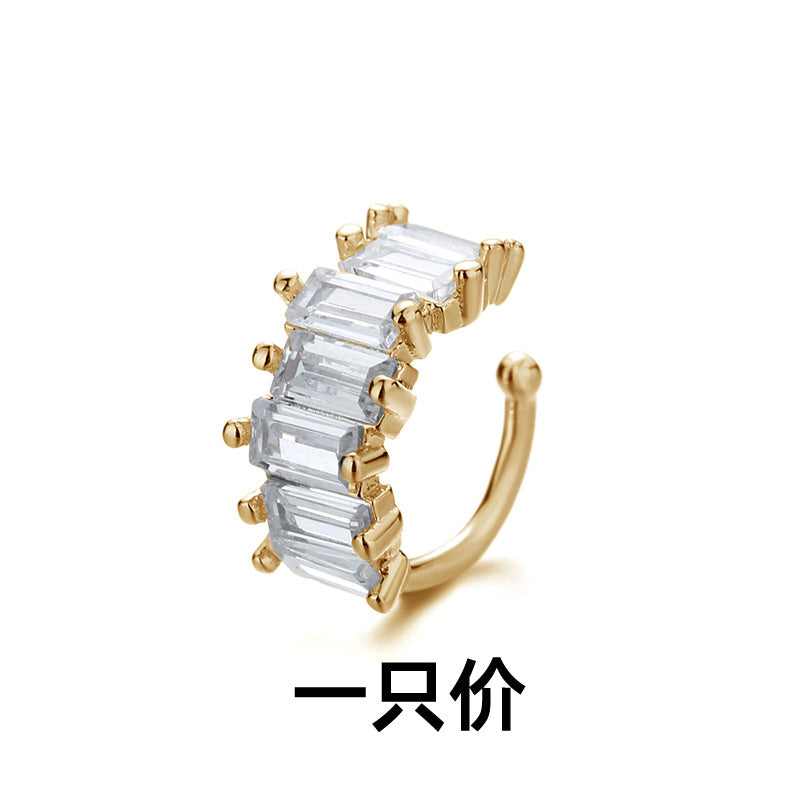 Wholesale Double Layer Zircon Geometric Silver Plating Earrings