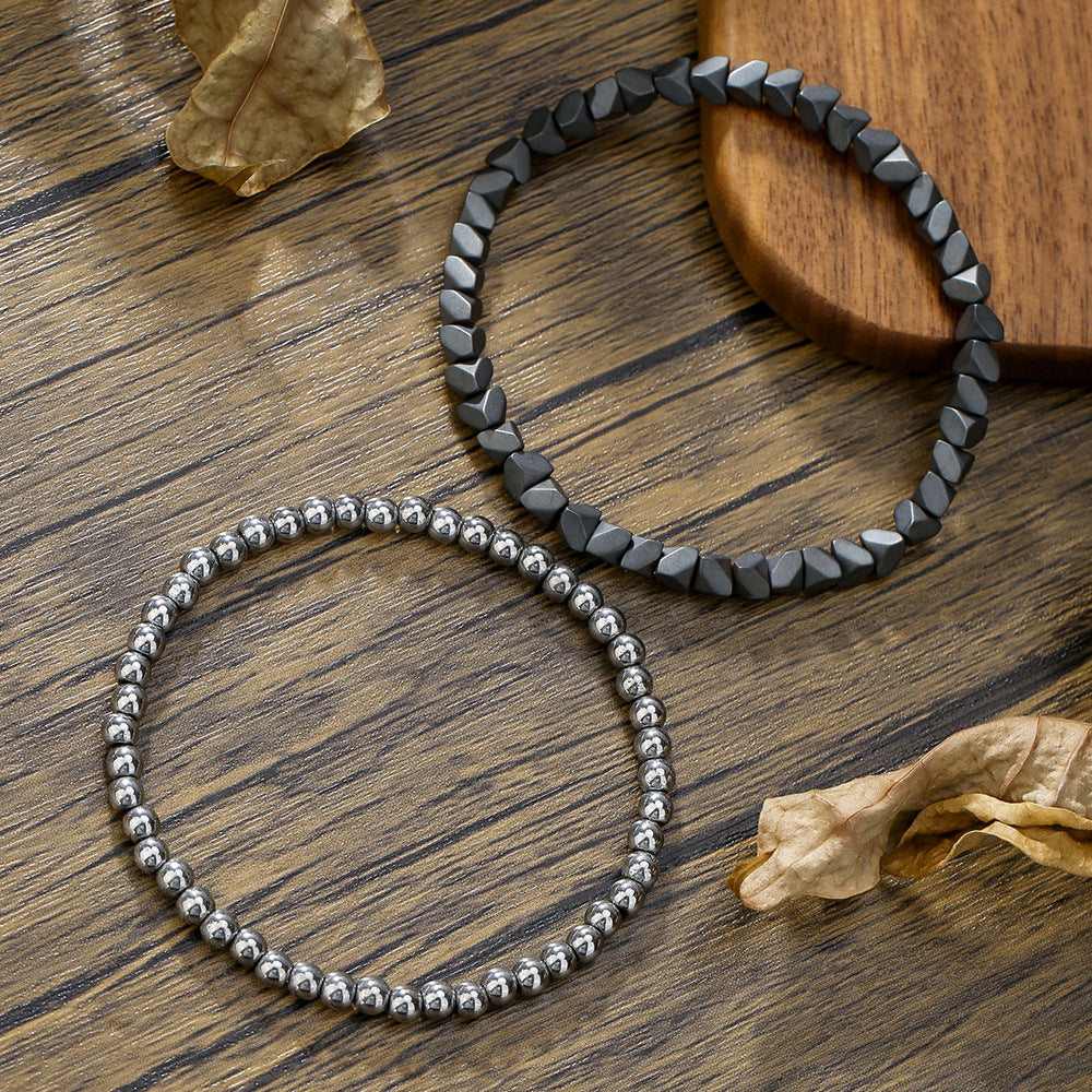 Wholesale Black gallstone broken silver tiger eye stone vintage beaded bracelet