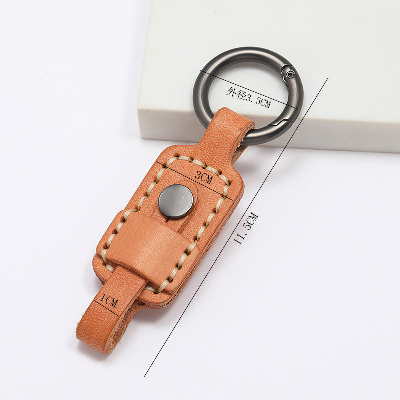Wholesale Vintage Hand Sewn High-end Cowhide Leather Keychain