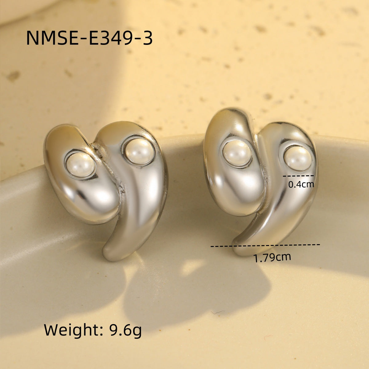 Wholesale Water droplet shaped heart shape Stainless Steel Earrings