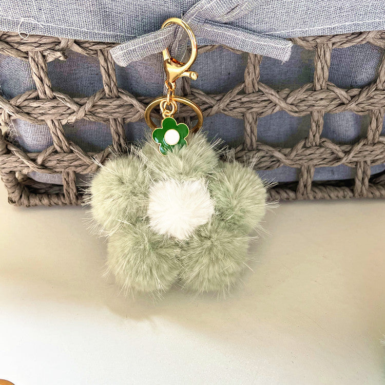 Wholesale Cherry Blossom Fur Ball Car Keychains