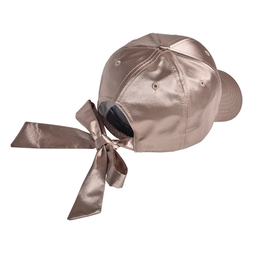 Wholesale  Satin Bright Ribbon Bow Casual Fashion Sunshade Hat