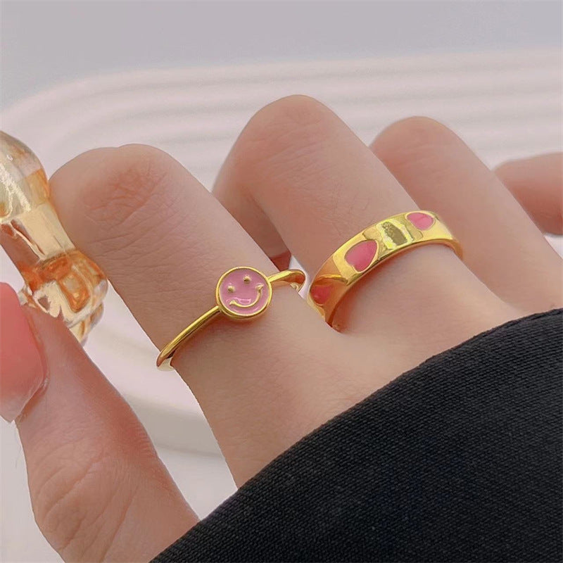 Anillos de cobre de cara sonriente colorido al por mayor