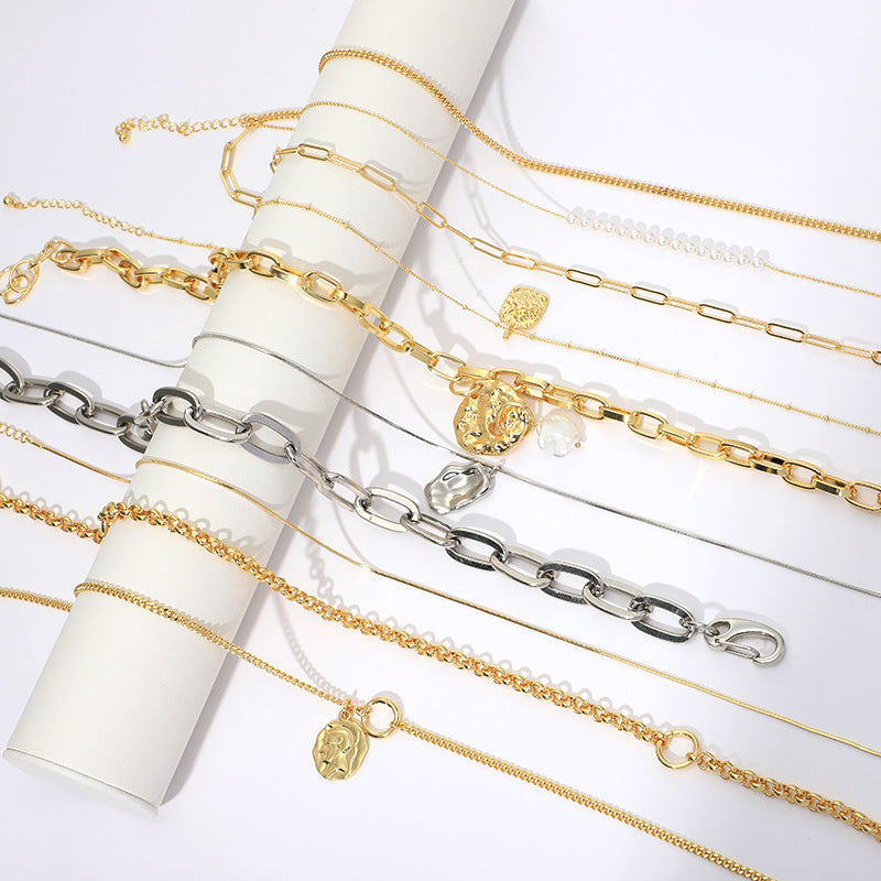 Wholesale DIY Metal Multi-layer Cuban Chain Stacked Sweater Chain