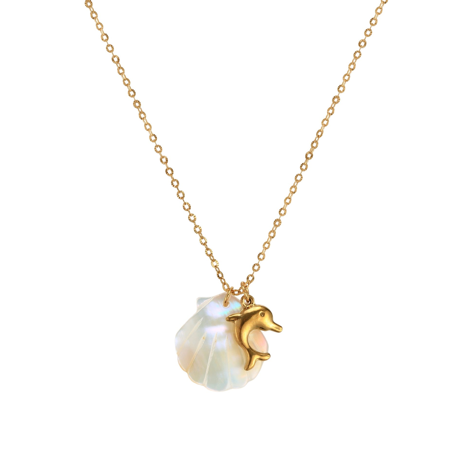 Wholesale Stainless steel starfish and shell necklace for summer