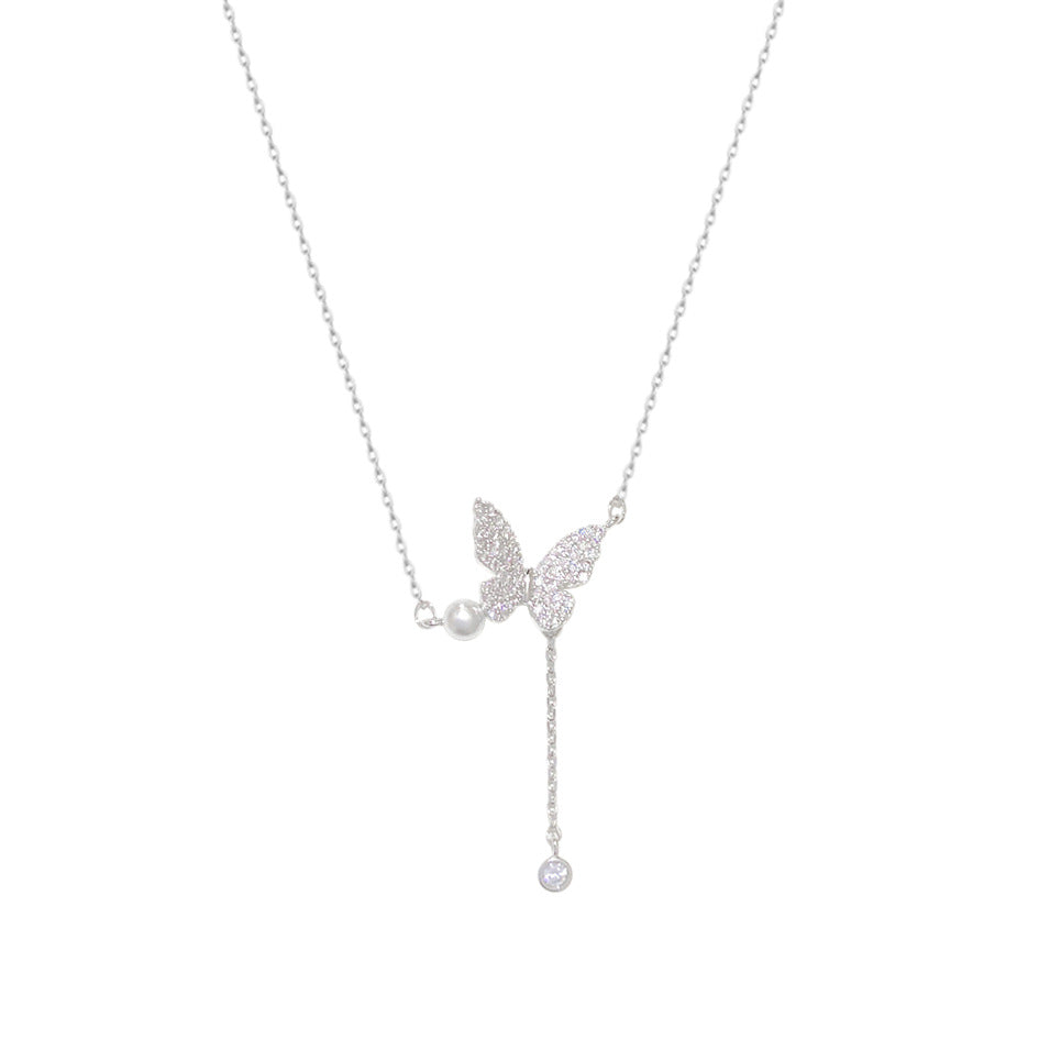 Wholesale butterfly tassel necklace clavicle chain for women