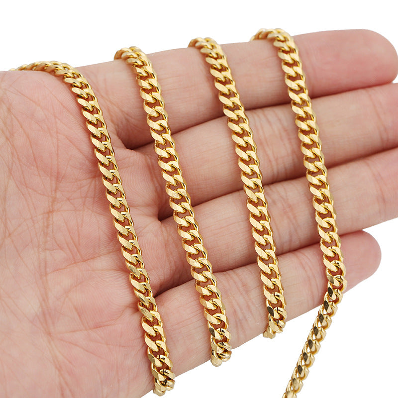 Wholesale 5.5mm Six Sided Grinding Chain 18k Hip Hop Necklace