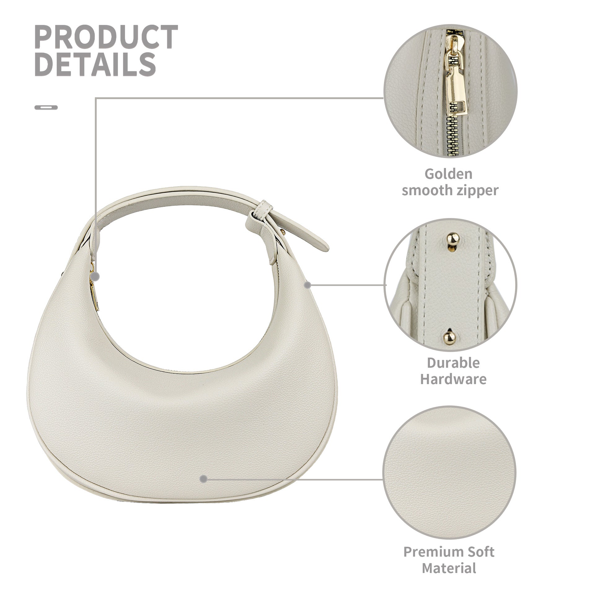 Wholesale Adjustable Shoulder Strap Crossbody Single Shoulder Crescent Dumpling Handbag