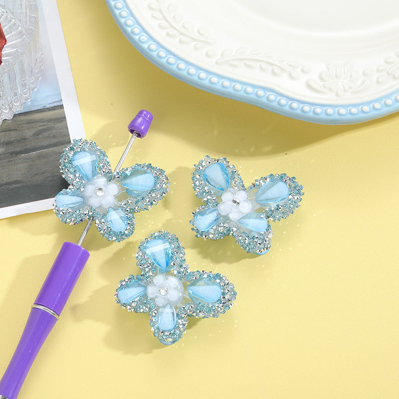 Wholesale 10pcs Rhinestone Butterfly Beads Straight Hole DIY Accessories