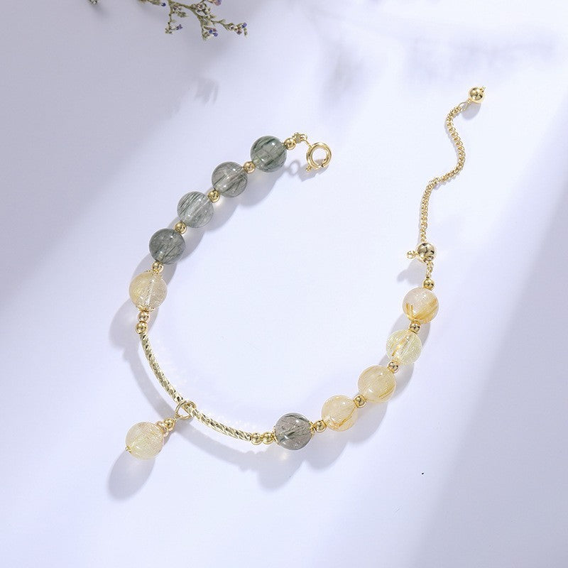 Wholesale Golden Rutilated Quartz Citrine Vintage Natural Crystal Bracelet