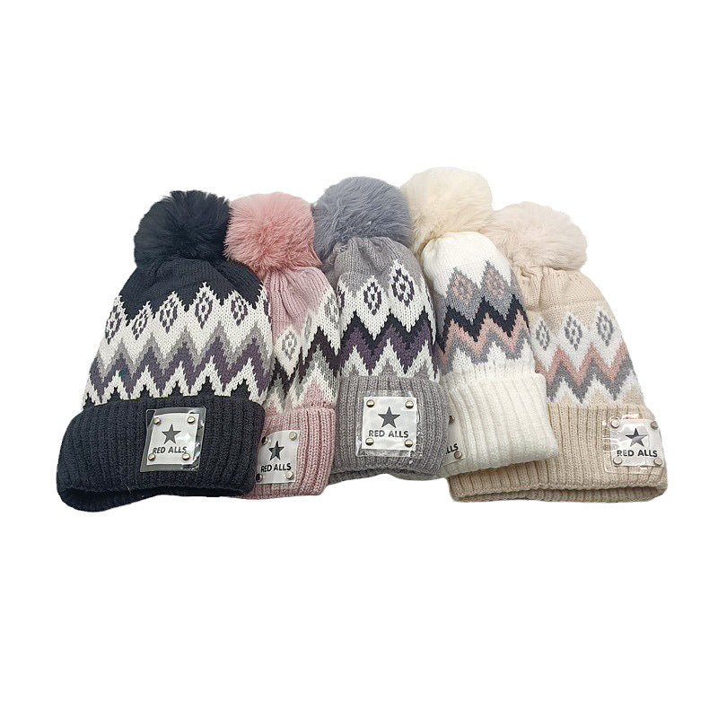 Wholesale Ear Protection Woolen Hat Thickened Plus Velvet Warm Wool Ball Knitted Hat