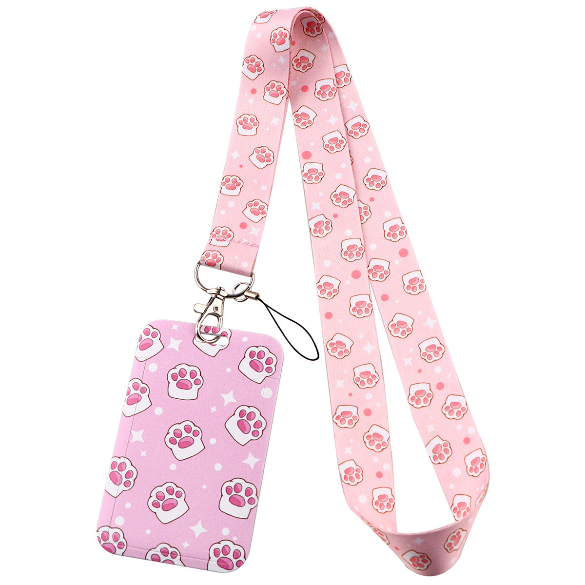 Wholesale Cat Paw Card Holder Ribbon Polyester Phone Lanyard Keychain