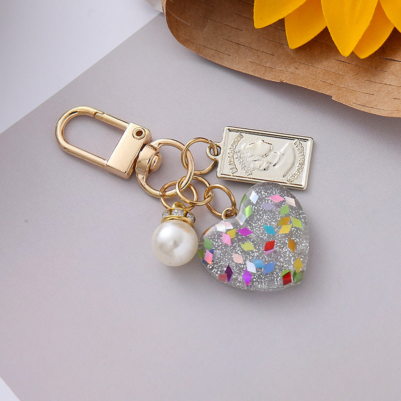 Wholesale Pearl Love Broken Color Keychain