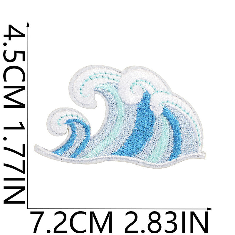 Wholesale Ocean Wave Embroidery Patch Big Ocean Wave Patch