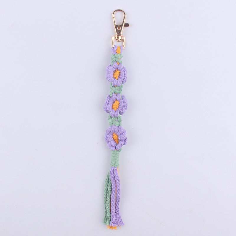 Wholesale Cotton Rope Handwoven Flower Keychain
