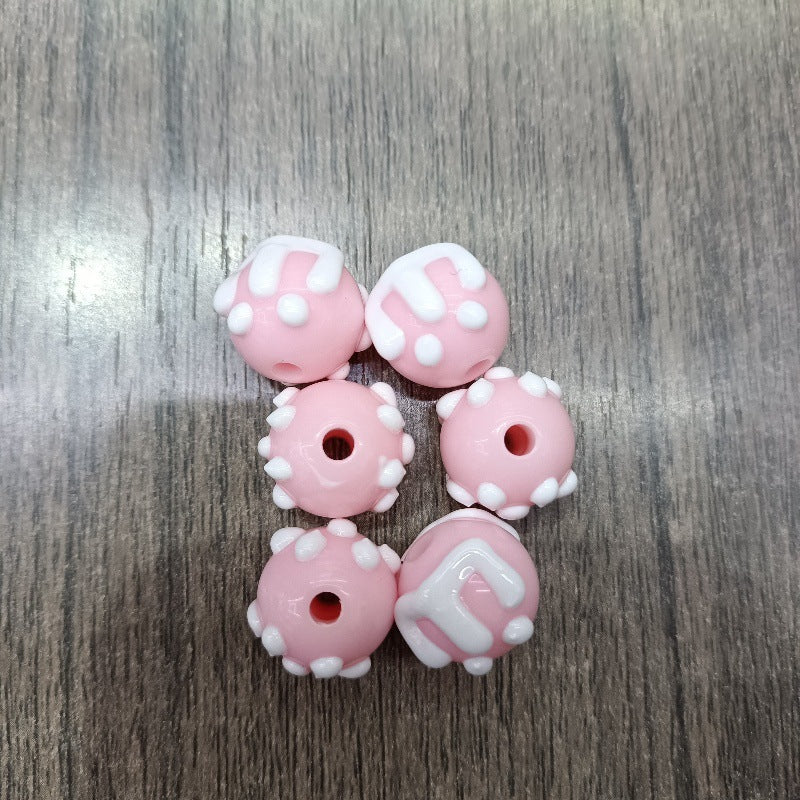 Wholesale 200pcs Hand-painted round beads DIY letters cake beads