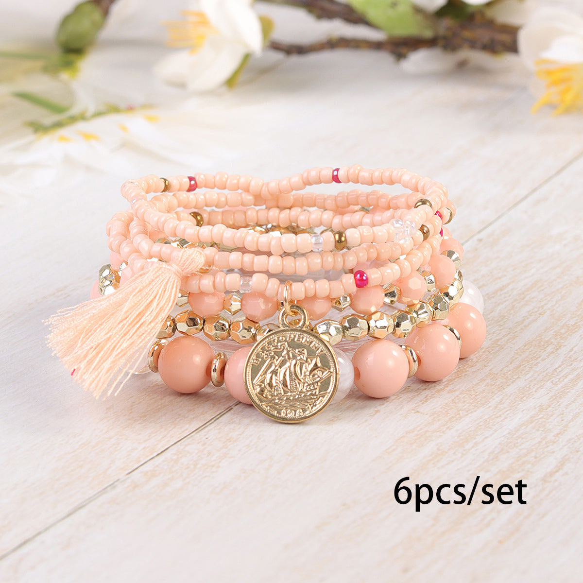 Wholesale Bohemian style beaded eyes rice bead multi-layer bracelet