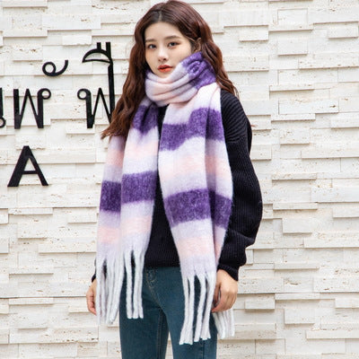 Wholesale Long Tassel New Rainbow Plaid Scarf