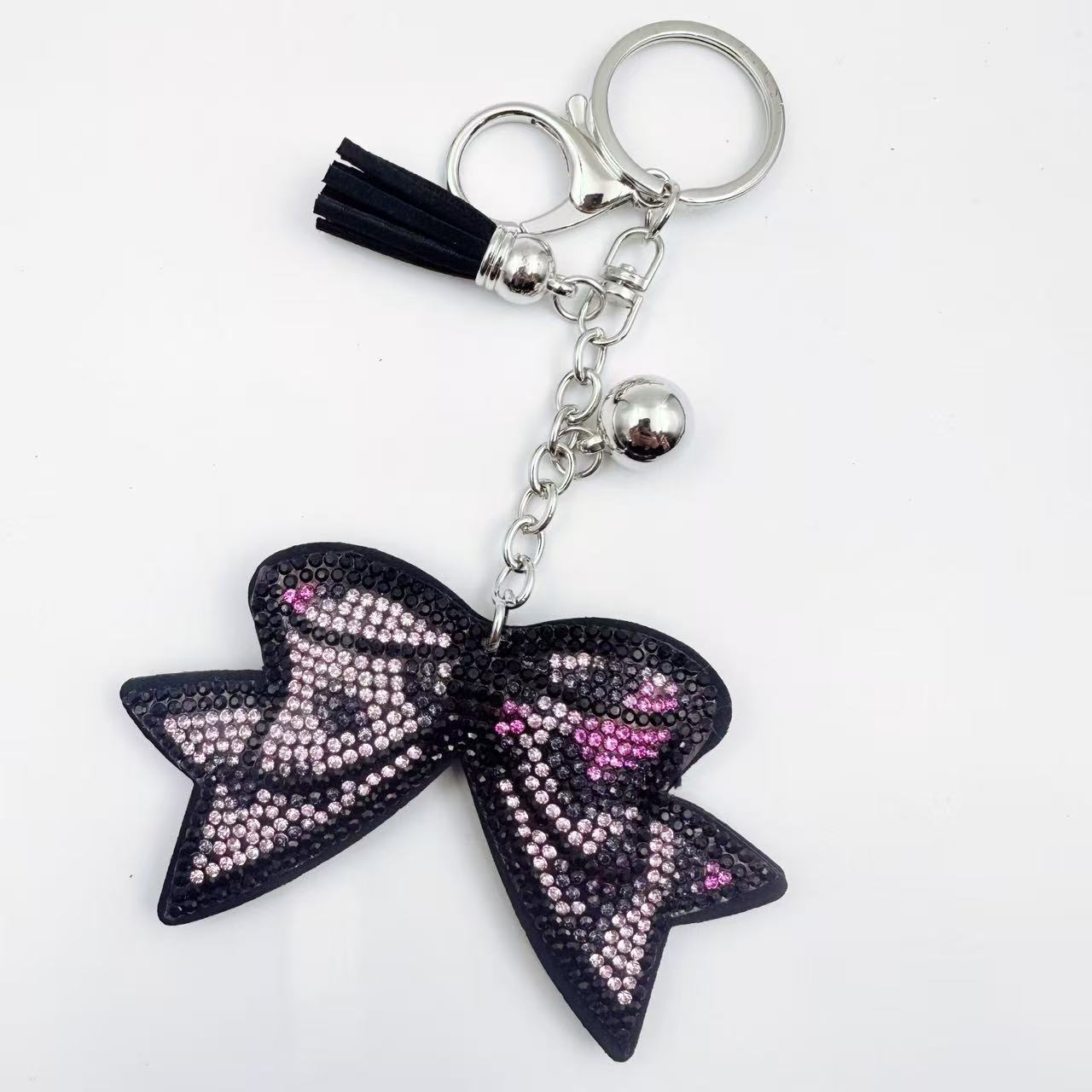 Wholesale 6pcs Creative Diamond Leopard Print Keychain