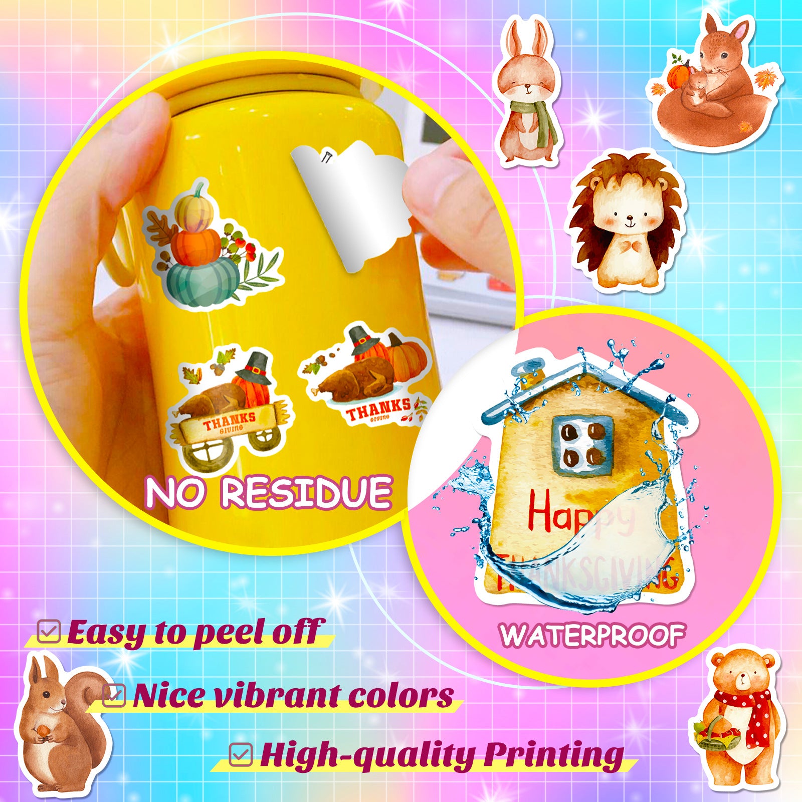 Wholesale 50 pumpkin turkey autumn maple leaf Thanksgiving stickers