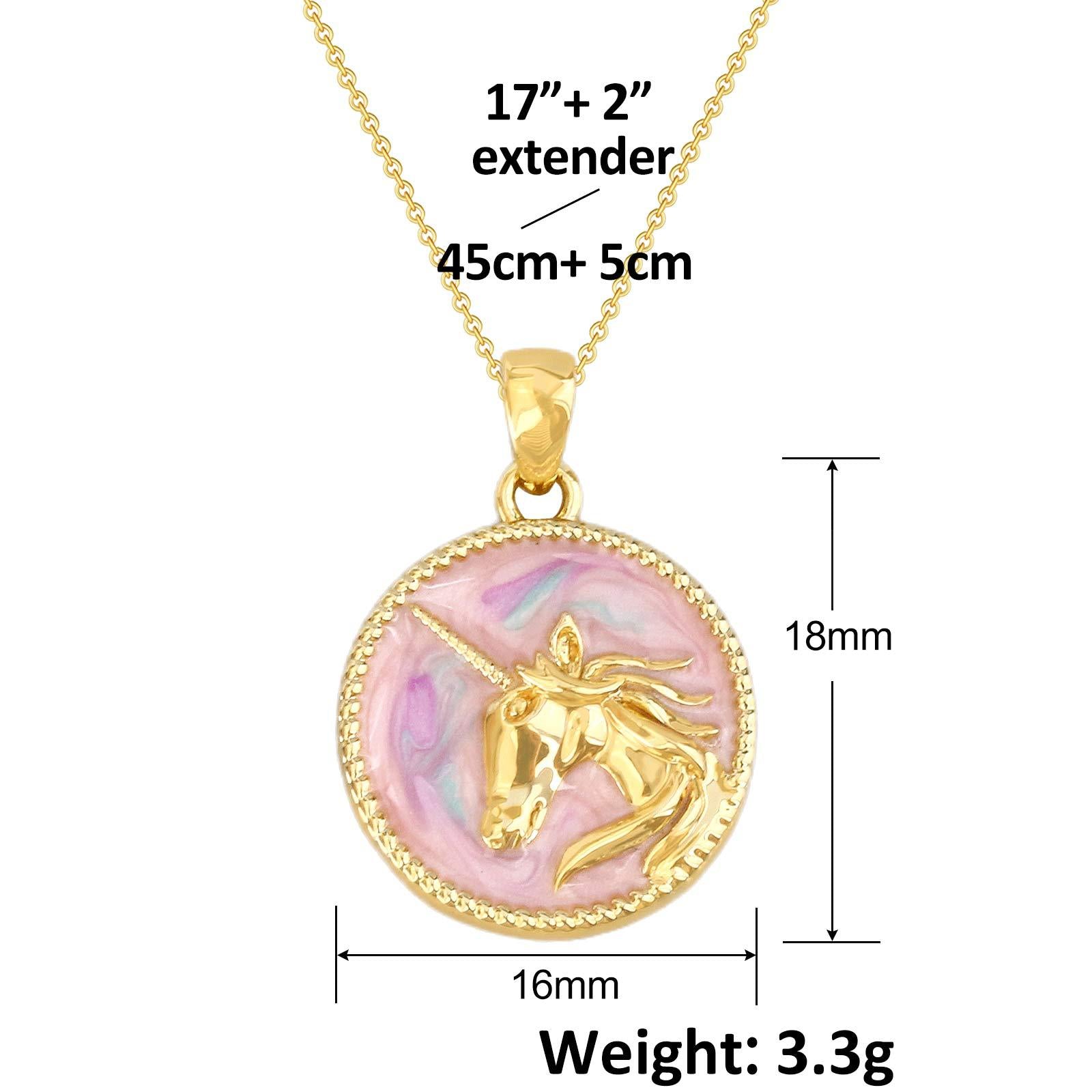 Wholesale Rabbit Unicorn Castle Pendant Necklace Christmas Theme 18K Gold Plated Copper Gift Boutique Resale