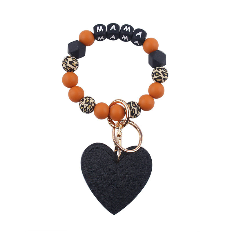 Wholesale Mother's Day Love Leather Silicone Beaded Keychains