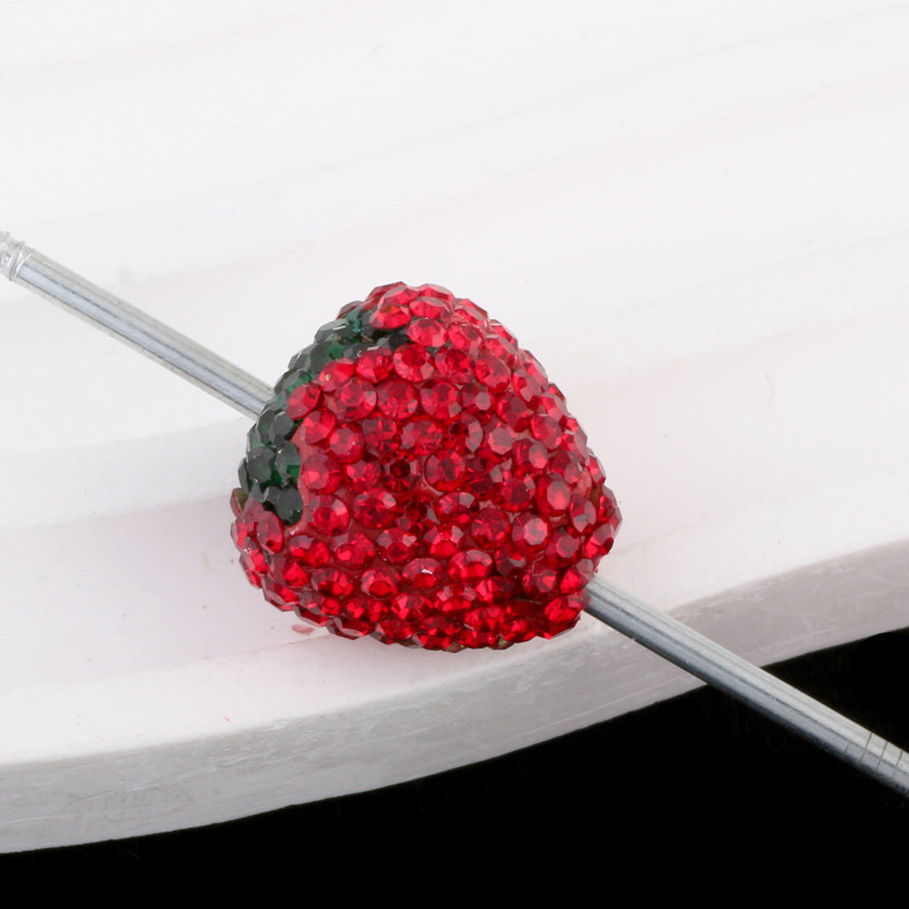 Wholesale 5pcs Colorful Strawberry Ball Diamond Ball Can Thread Straight Holes DIY Beads