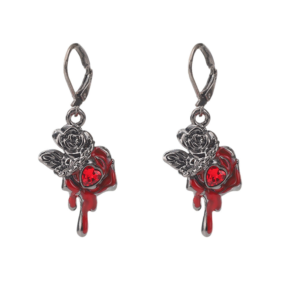 Wholesale Dark Gothic Red Love Cross Butterfly Earrings