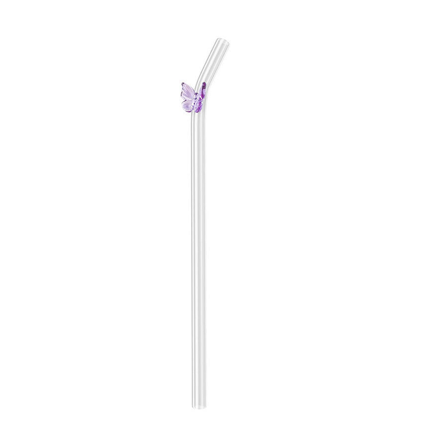 Wholesale Colorful Butterfly Clear Glass Straws