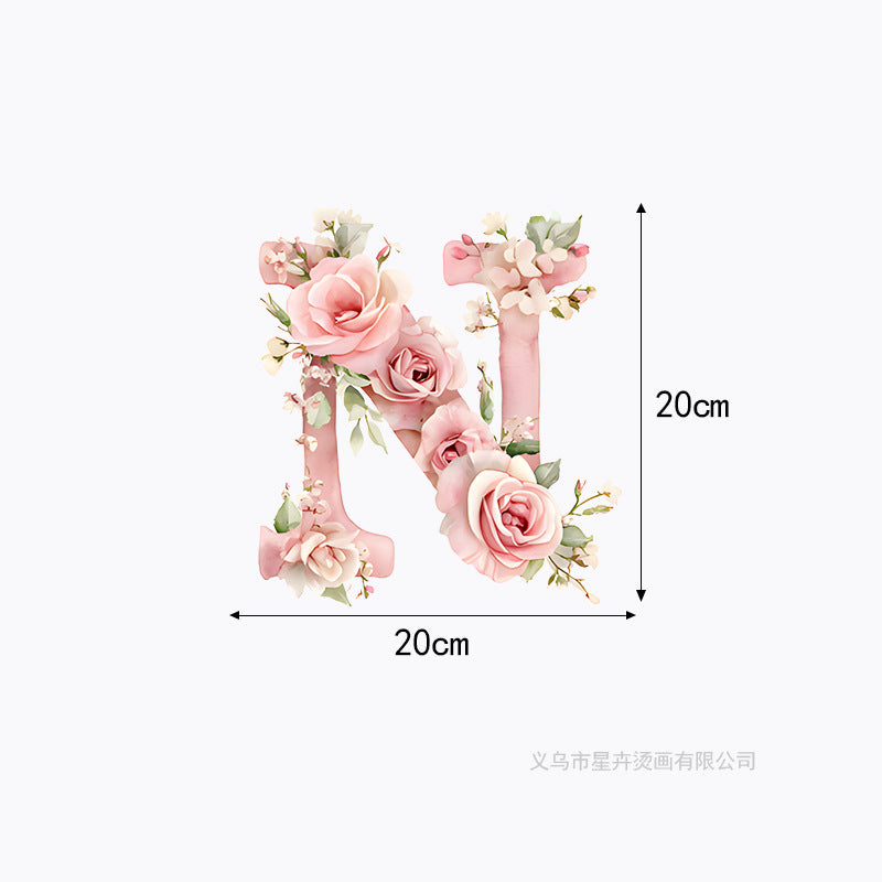 Wholesale 10pcs 26 letter flower branches and leaves UV DTF Ready to Press Transfers Wraps