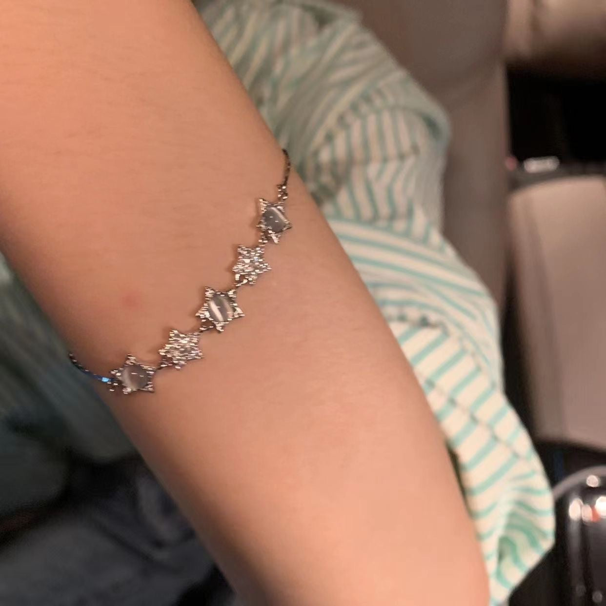 Wholesale Cat's Eye Zirconia Star Pull-Out Adjustable Bracelet