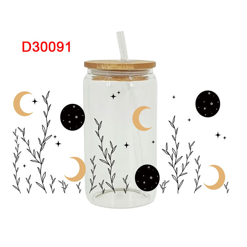 Wholesale Colorful Sun Moon Planet 16oz Cup UV DTF Wraps