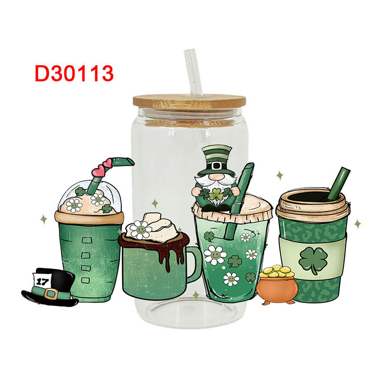 Wholesale Green Cartoon Bow 16oz Cup UV DTF Wraps